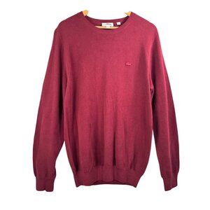 Lacoste Crew neck knit cotton Sweater maroon men preppy sz M